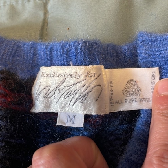 Retro Academia Wool Plaid Sweater Vest Vtg Lord & Taylor Blue Grandpa Eclectic - Picture 15 of 16